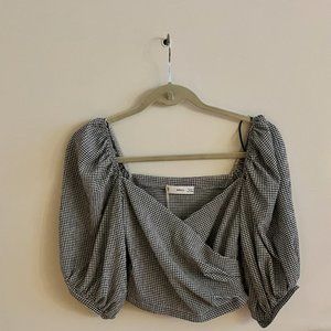 Mango Gingham Wrap Top, size s